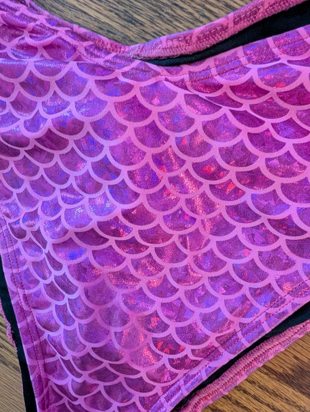 Lace-Up Pink Mermaid-Scale Bandeau Bikini Top/Side Tie Bottom